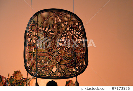Thai shadow puppet art at Rachaburi province, Thailand. Thai shadow puppet art at Rachaburi province, Thailand. 97173536