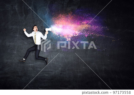 Businessman spraying paint . Mixed media Businessman spraying paint . Mixed media 97173558