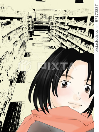 Supermarket and girl illustration (4) 97173827