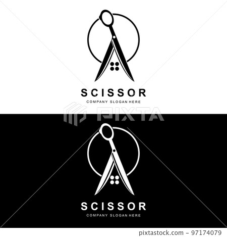 Scissors Logo Design, Vector Illustration Cutting Tool Icon Sticker Banner And Barber Company Brand 97174079
