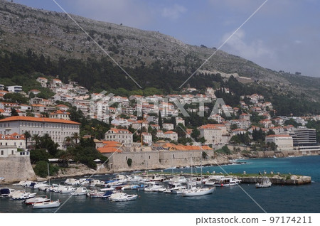 Cityscape and harbor of Dubrovnik, Croatia 97174211