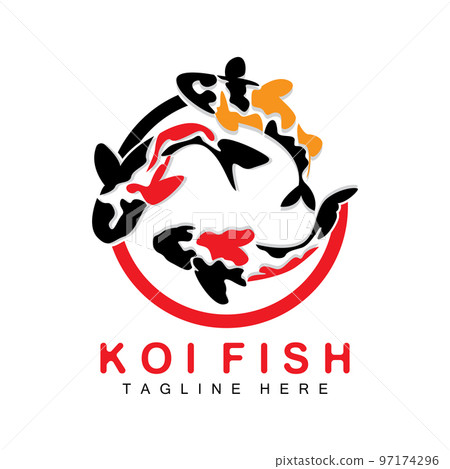 Koi Fish Logo Design, Chinese Lucky And Triumph Ornamental Fish Vector, Company Brand Gold Fish Icon 97174296