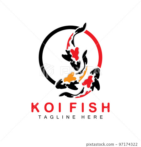 Koi Fish Logo Design, Chinese Lucky And Triumph Ornamental Fish Vector, Company Brand Gold Fish Icon Koi Fish Logo Design, Chinese Lucky And Triumph Ornamental Fish Vector, Company Brand Gold Fish Icon 97174322