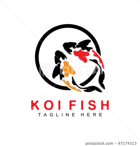 Koi Fish Logo Design, Chinese Lucky And Triumph Ornamental Fish Vector, Company Brand Gold Fish Icon 97174323