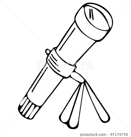 Hand Drawn Telescope Isolated on White Background. Hand Drawn Telescope Isolated on White Background. 97174750