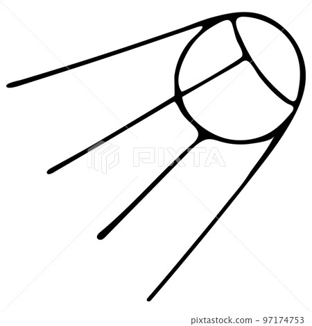 Hand Drawn Satellite Isolated on White Background. Hand Drawn Satellite Isolated on White Background. 97174753