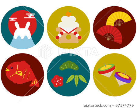 一套 6 個新年圖標兔年 97174779