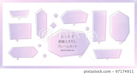Speech bubble frame set drawn with straight lines 97174911
