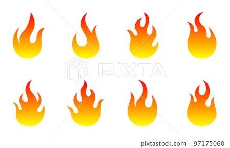 火焰圖圖標集(白色背景、矢量、剪裁) 火焰圖圖標集(白色背景、矢量、剪裁) 97175060