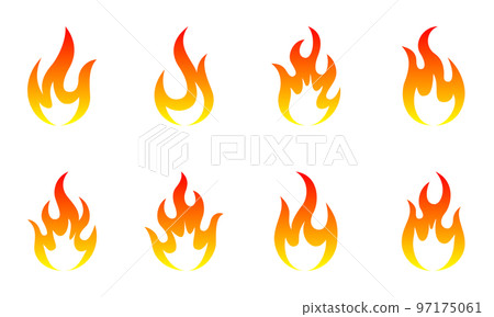 Flame illustration icon set (white background, vector, clipping) 97175061