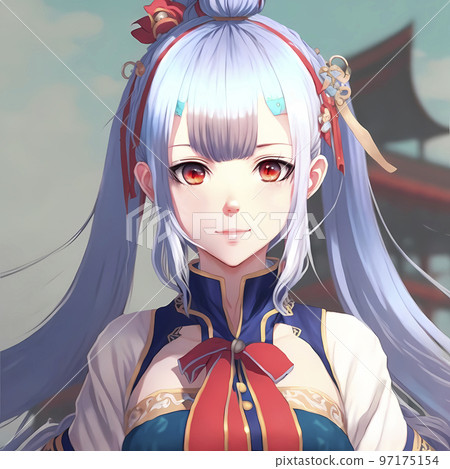 有著雙馬尾和紅絲帶的可愛女孩“AI 生成圖像” 97175154