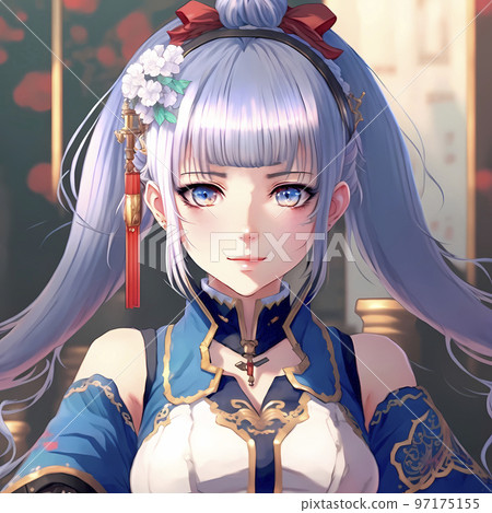 有著雙馬尾和紅絲帶的可愛女孩“AI 生成圖像” 97175155