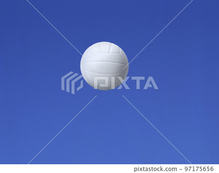 volleyball ball shot in the air with blue sky background 97175656