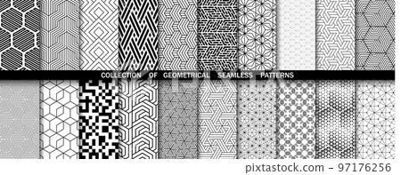 Geometric set of seamless black and white patterns. Simpless vector graphics 97176256