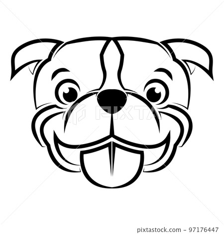 Black and white line art of pitbull dog head. Good use for symbol mascot icon avatar tattoo T Shirt design logo or any design 97176447