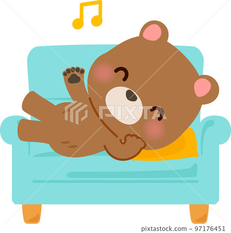 熊角色在沙發上隆隆作響 97176451