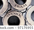 Teamwork inscription on gears, business concept. 97176955