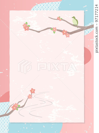 Japanese style peach blossom background vector illustration (vertical orientation of A4 ratio) Japanese style peach blossom background vector illustration (vertical orientation of A4 ratio) 97177214