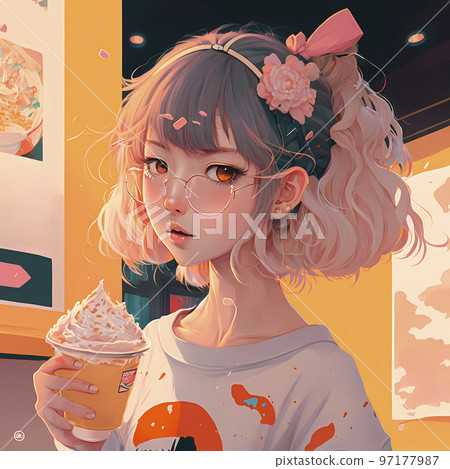 Stylish Tokyo girl holding a dessert "AI-generated image" Stylish Tokyo girl holding a dessert "AI-generated image" 97177987