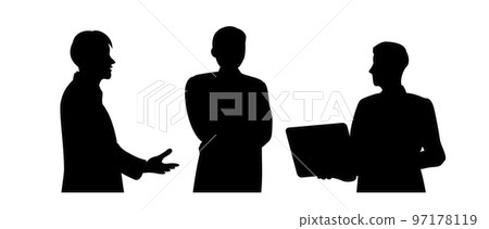 Silhouette illustration of a businessman standing and having a meeting Silhouette illustration of a businessman standing and having a meeting 97178119