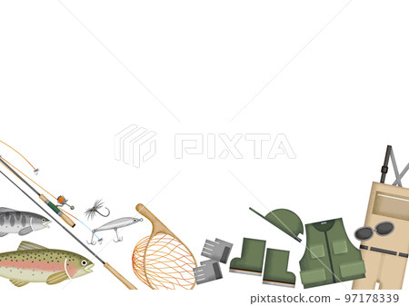 Mountain stream fishing river fishing background frame illustration Mountain stream fishing river fishing background frame illustration 97178339