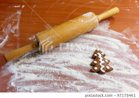 Homemade baking of Christmas cookies in the kitchen. Homemade baking of Christmas cookies in the kitchen. 97178461