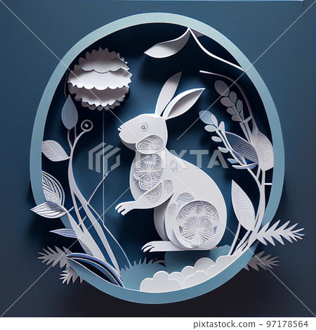 紙工藝兔子AI圖像 97178564