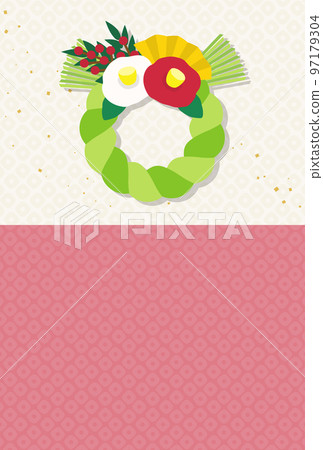 Camellia New Year wreath _ New Year's card design _ pink 97179304