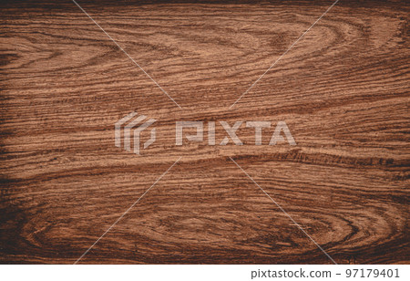 Brown scratched wooden cutting board, flat lay. 97179401