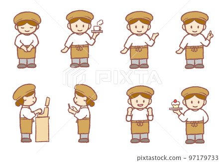 Cafe clerk set brown uniform 97179733