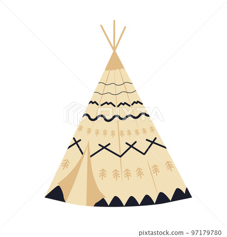 Teepee, tentor wigwam Native American dwelling. Yaranga, chum vector stock illustration. Isolated on white background. Wild West. Teepee, tentor wigwam Native American dwelling. Yaranga, chum vector stock illustration. Isolated on white background. Wild West. 97179780