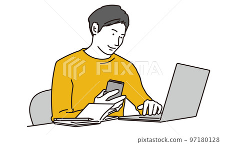 Freelance engineer working on a computer 97180128