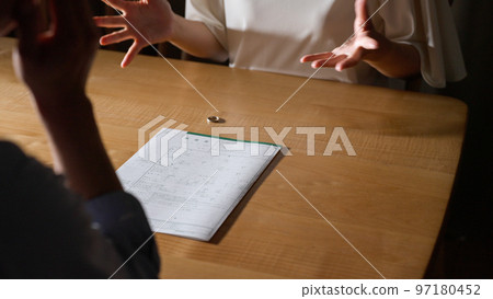 A couple discussing divorce (adultery / divorce notification) 97180452