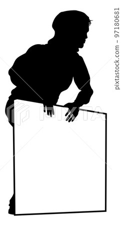 Protest Rally March Picket Sign Silhouette Person 97180681