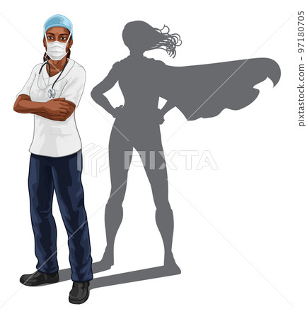 Super Hero Black Woman Doctor Nurse Superhero Super Hero Black Woman Doctor Nurse Superhero 97180705
