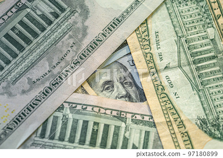 American dollars closeup, paper money, cash, finance concept. 97180899