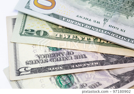 American dollars closeup, paper money, cash, finance concept. 97180902