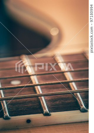 Strings on a classical acoustic guitar, macro shot. 97180994