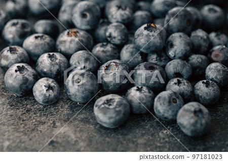 Wet ripe blueberries close up, macro shot. Wet ripe blueberries close up, macro shot. 97181023
