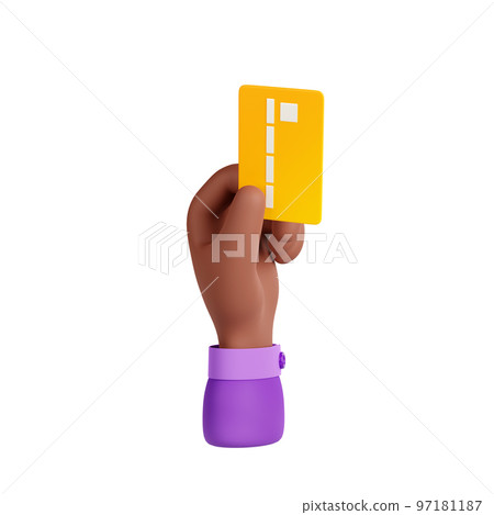 3d render black hand holding bank card, payment 3d render black hand holding bank card, payment 97181187