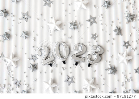 Christmas background with numbers 2023 on a white background. Christmas background with numbers 2023 on a white background. 97181277