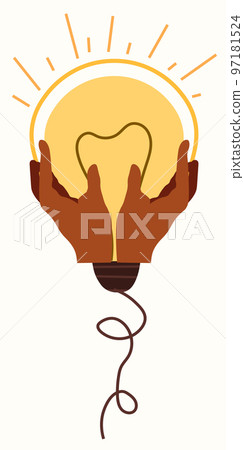 A light bulb as a symbol of creating a brilliant business idea, finding solutions, understanding. Light bulb in human hands. Can be used as a logo. Vector illustration. A light bulb as a symbol of creating a brilliant business idea, finding solutions, understanding. Light bulb in human hands. Can be used as a logo. Vector illustration. 97181524