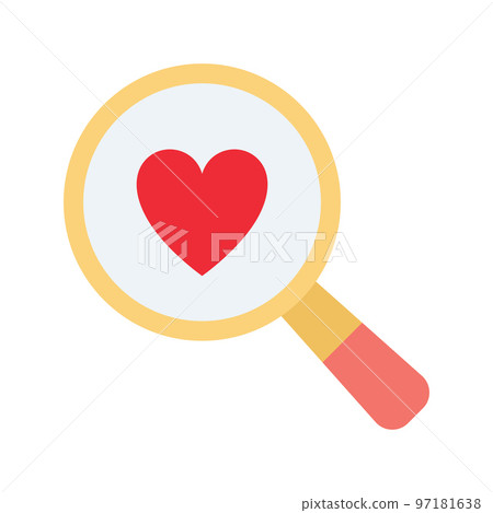 Heart search icon. Heart under magnifying glass. love search. 97181638