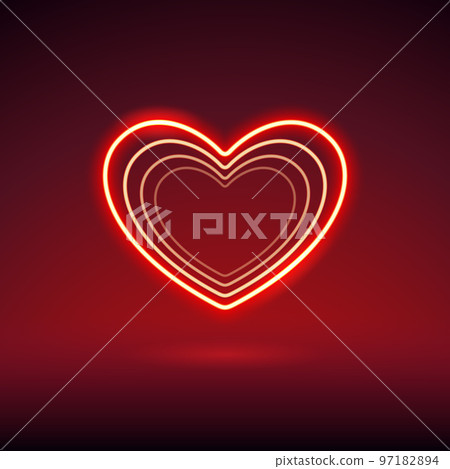 Red Neon Valentines Heart Sign Red Neon Valentines Heart Sign 97182894