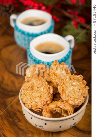 cup of coffee on a wooden background. 97183440