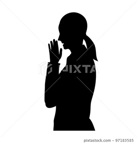 一個女人說話的秘密檢查模式的剪影插圖 97183585