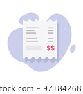 Receipt bill paper icon vector or digital order invoice flat symbol illustration graphic, tax payment document or check cashier cheque image 97184268