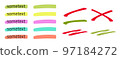 Highlight emphasize text marker brush vector element or felt tip pen strikethrough strike stressed line doodle clipart illustration, underlined pencil clip art hand drawn and handwritten transparent 97184272