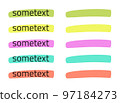 Highlight marker for text to mark yellow green element vector or felt tip pen paint stripe strikethrough isolated hand drawn transparent design, select accent or emphasize clip art image 97184273