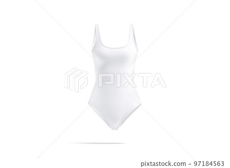 Blank white one-piece swimsuit mockup, front view Blank white one-piece swimsuit mockup, front view 97184563